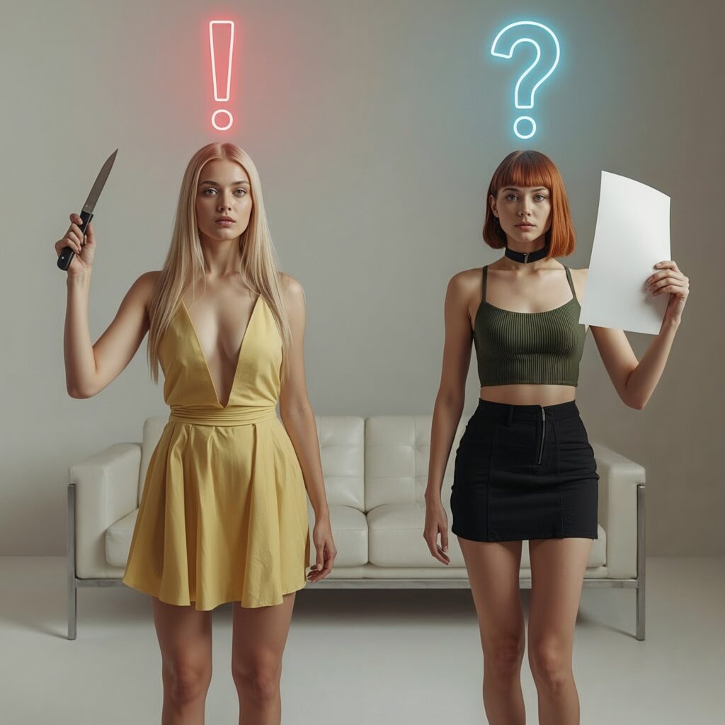 Der Streit der Zwei: Ein Lehrstück über Rente, Reiz und Reform 5 Zwei Frauen stehen auf einer minimalistisch beleuchteten Bühne und beenden ein philosophisches Streitgespräch über die Rente.