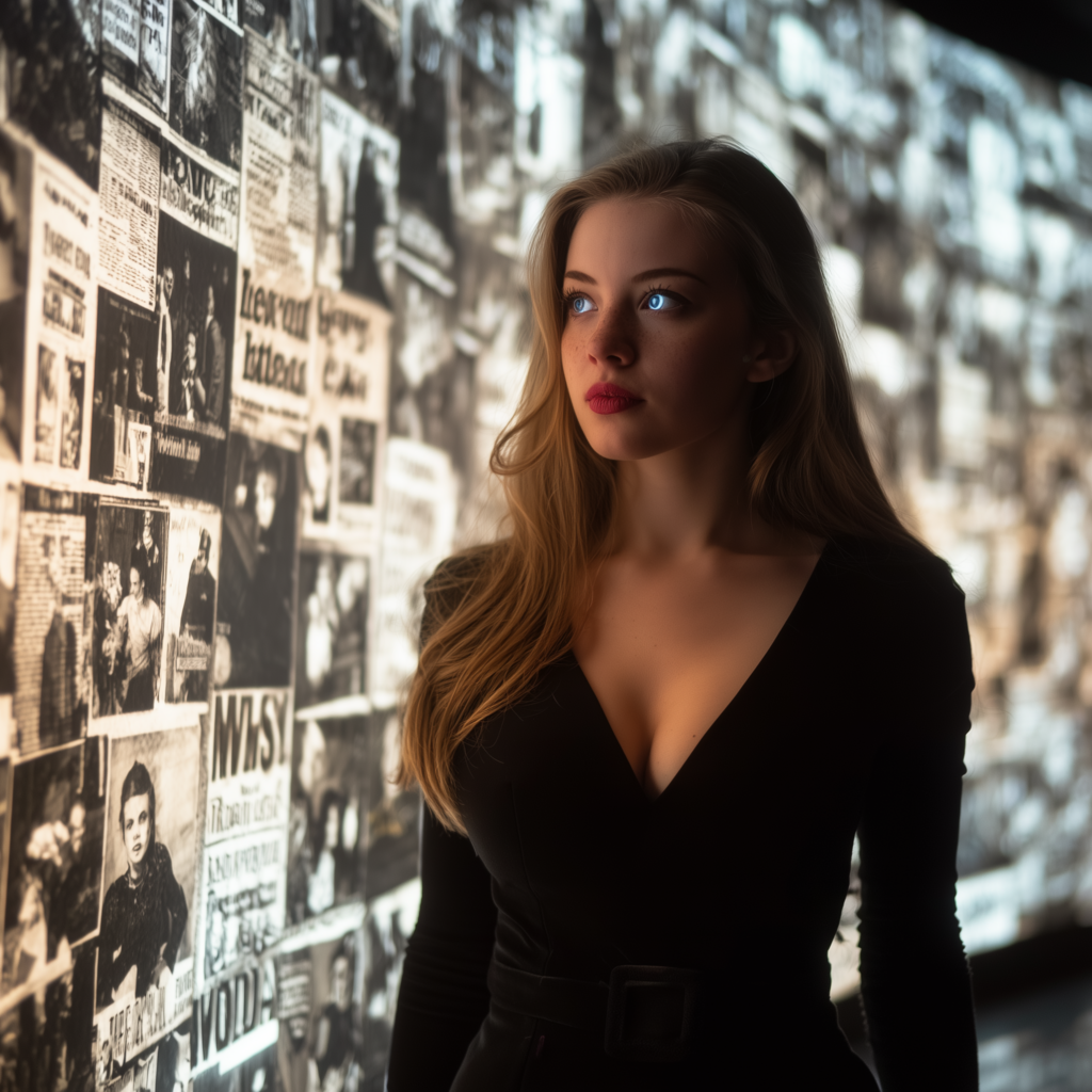 Eine Frau vor einer Medienwand steht symbolisch für Agenda Setting und die gezielte Auswahl politischer und medialer Themen.